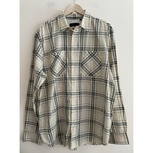 Rag & Bone Button Up Shirt Men Size XXL Beige‎ Plaid Pockets Light Cotton NEW